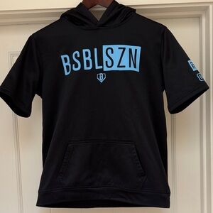 BSBLSZN Black Hoodie with Blue Letters YXL